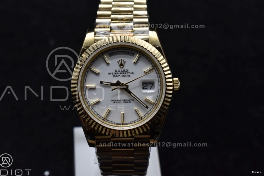 Dial DayDate Bracelet YG Markers On Tungsten White Steel A2836 40 GMF V2 President Stick 904L Weighted 0223